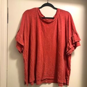 GAP Ruffle Sleeve Short Sleeve Shirt